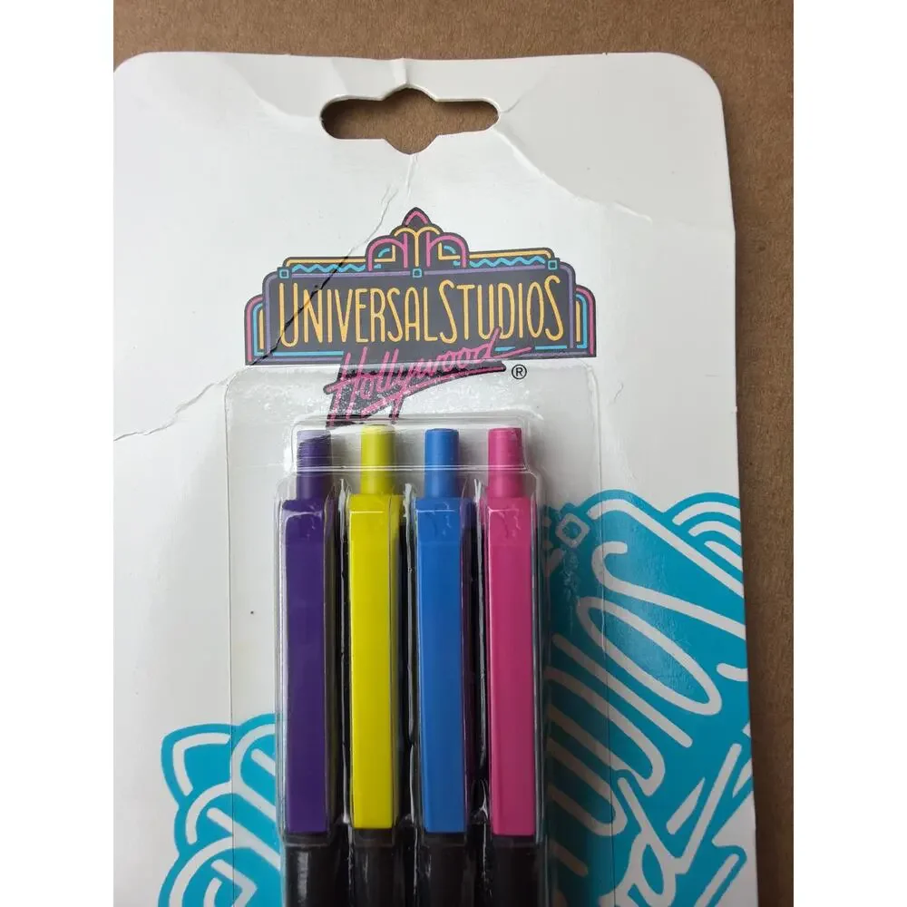 BIC Clic Stic Pens 4 Pack Universal Studios Hollywood Souvenir Retro Black Ink